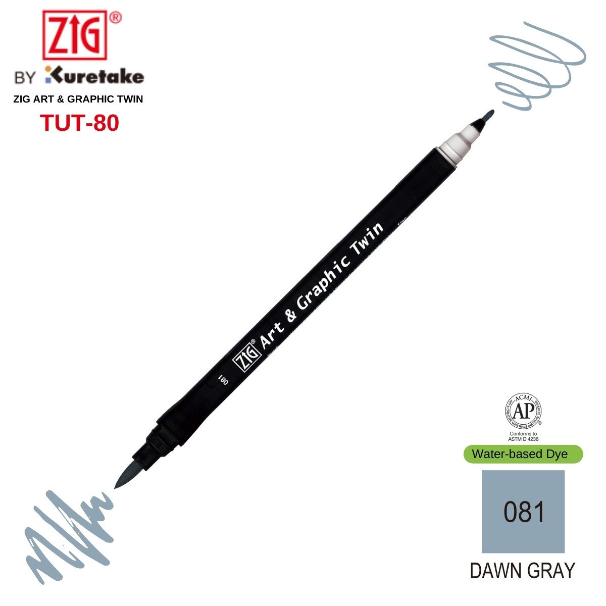 Zig Art&Graphic Twin Çift Uçlu Keçe Grafik Kalemi 81 Dawn Gray