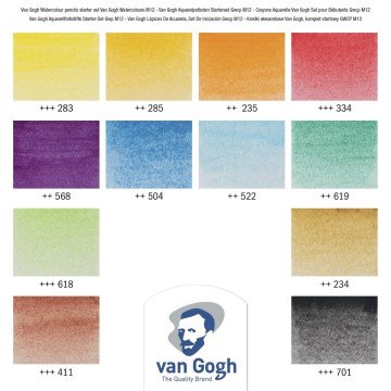 Van Gogh Aquarell Sulu Kuru Boya Kalem Seti Metal Kutu 12li