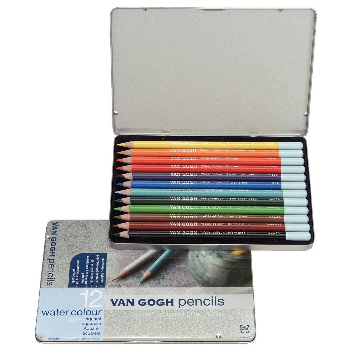 Van Gogh Aquarell Sulu Kuru Boya Kalem Seti Metal Kutu 12li