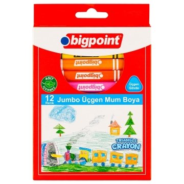 Bigpoint Üçgen Jumbo Mum Boya Crayon 12li