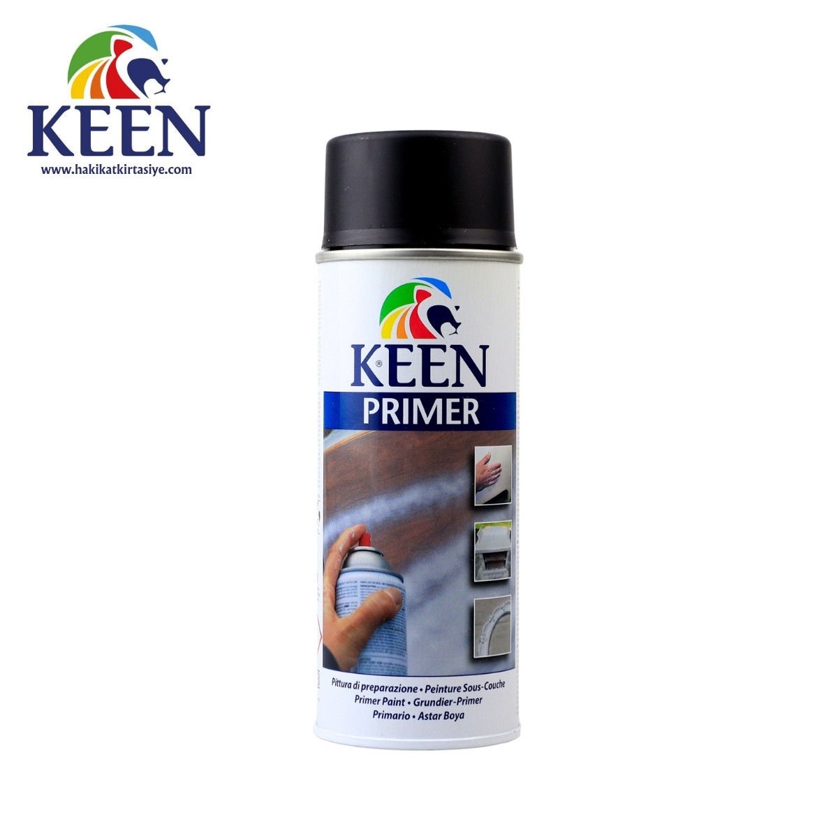 Keen Akrilik Sprey Boya 400ml Primer Plastik Astar Boya Siyah