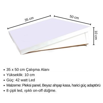 Art Elegant Led Işıklı Ahşap Çizim Masası 35x50cm