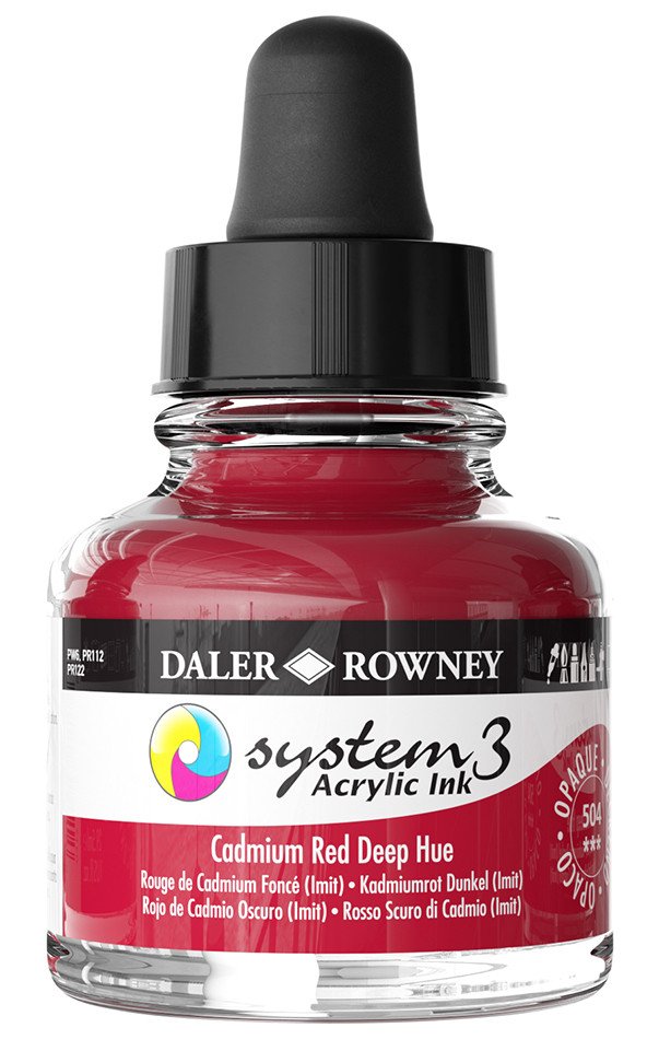 Daler Rowney System 3 Sıvı Akrilik Mürekkep Boya 29.5ml 504 Cadmium Red Deep