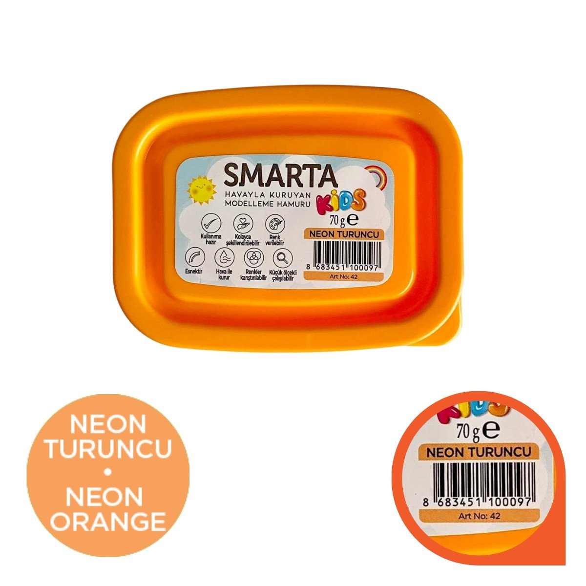 Smarta Kids Modelleme Hamuru 70gr Neon Turuncu