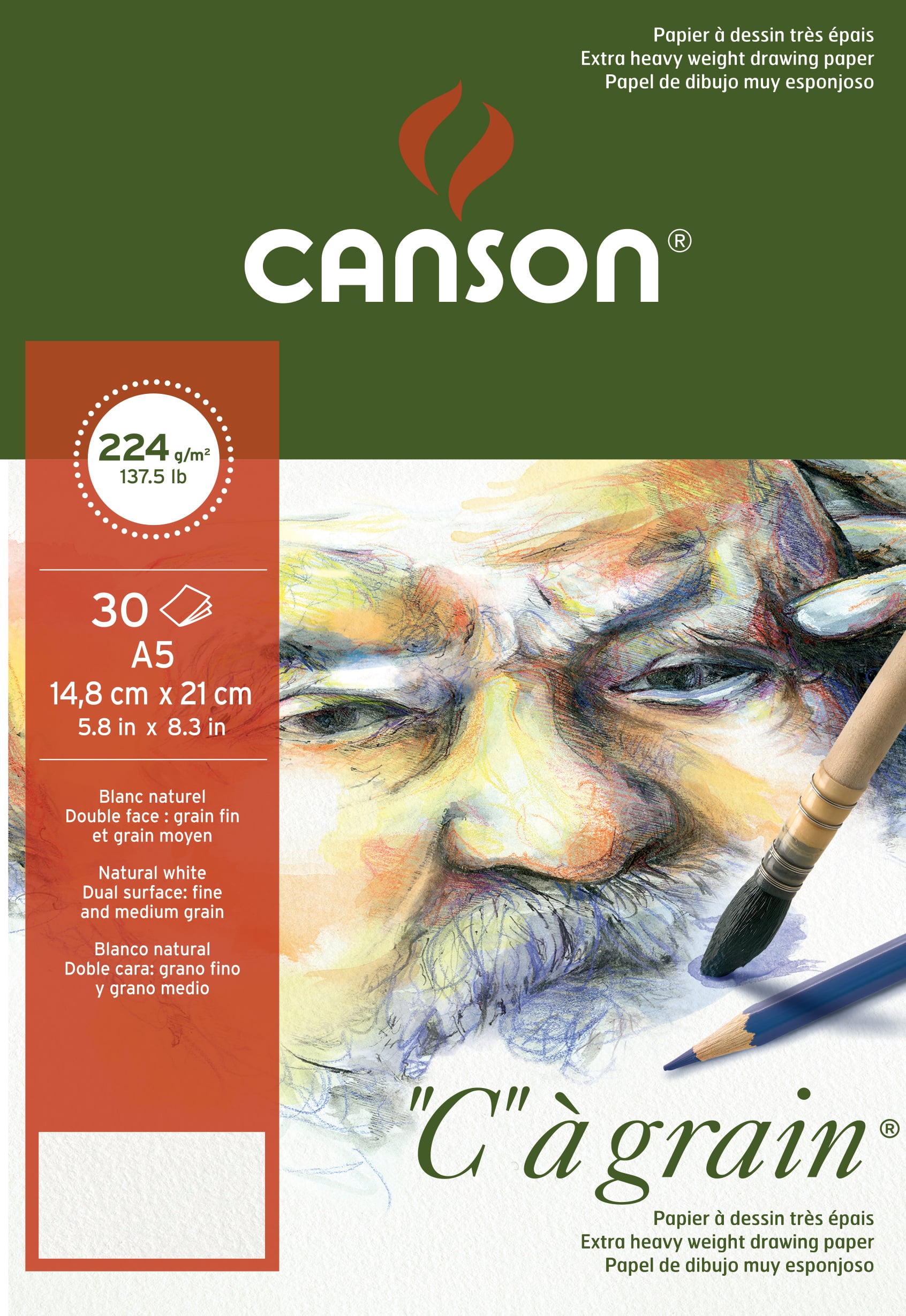 Canson Ca Grain Eskiz Çizim Defteri A5 224gr 30yp