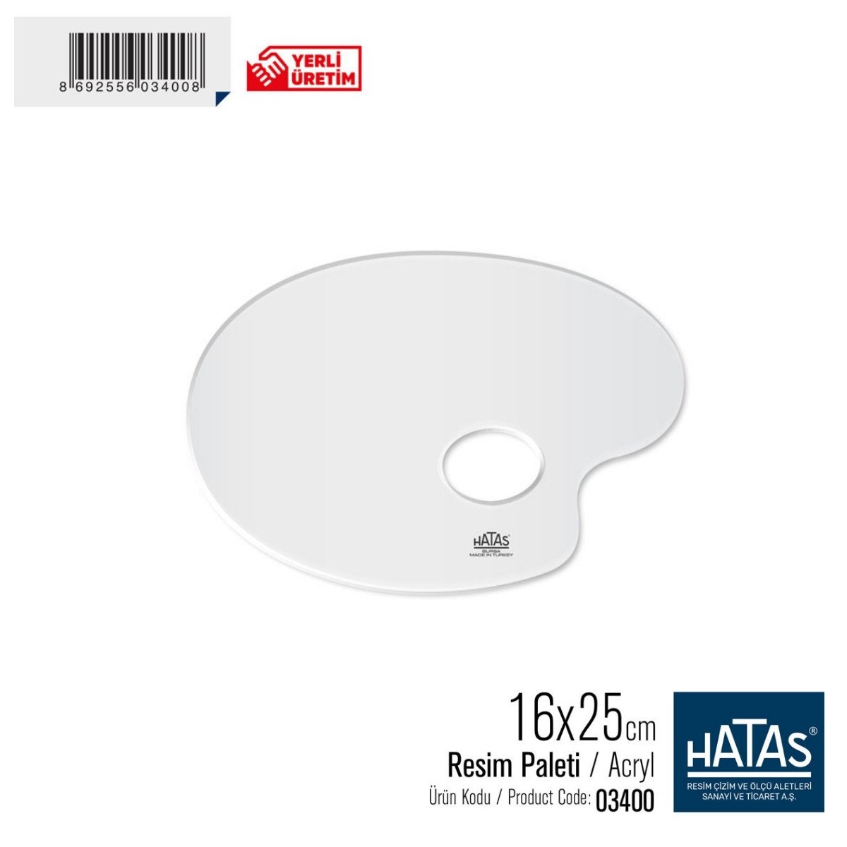 Hatas Resim Paleti Oval 16x25cm Godesiz