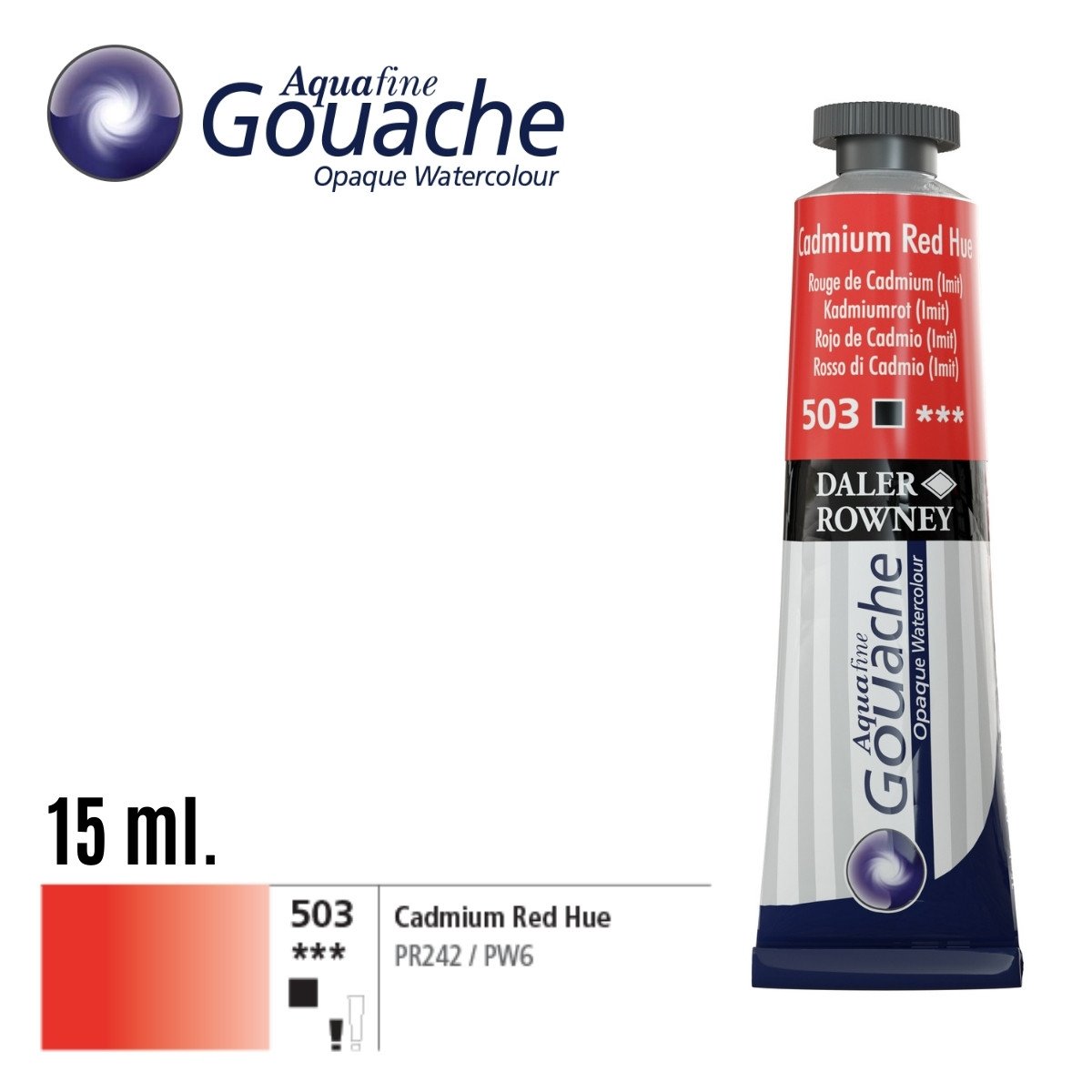 Daler Rowney Aquafine Guaj Boya Tüp 15ml 503 Cadmium Red Hue