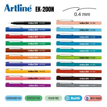 Artline 200 Fine Keçe Uçlu Yazı Kalemi 0.4mm Kahverengi