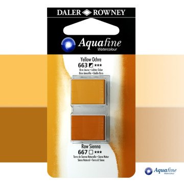 Daler Rowney Aquafine 2li Sulu Boya Tableti 663 Yellow Ochre - 667 Raw Sienna