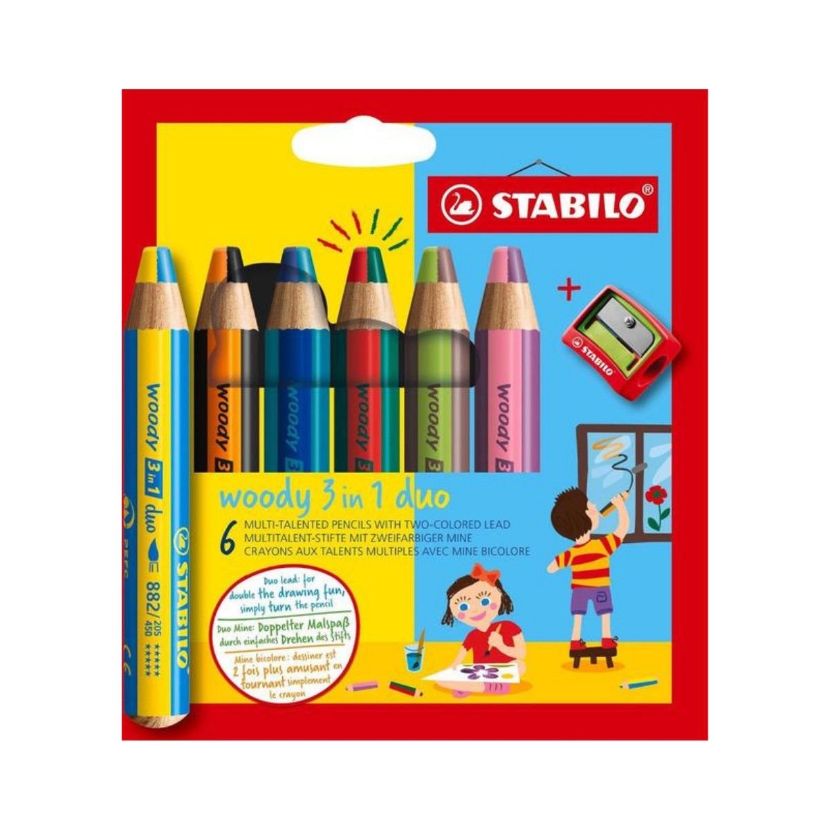 Stabilo Woody 3in1 Duo 6lı + Kalemtıraş