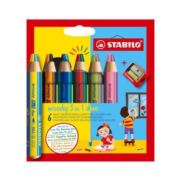 Stabilo Woody 3in1 Duo 6lı + Kalemtıraş