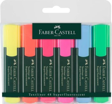 Faber-Castell 154806 - Textliner 48 Fosforlu Kalem, 6lı Kutu