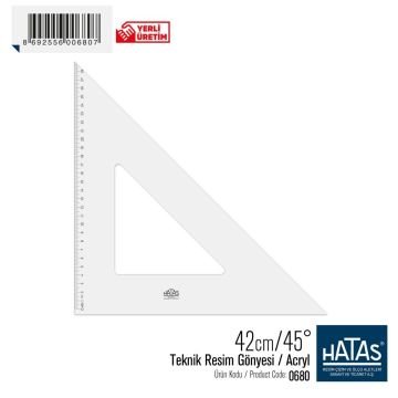 Hatas Teknik Resim Gönyesi 42cm 45°