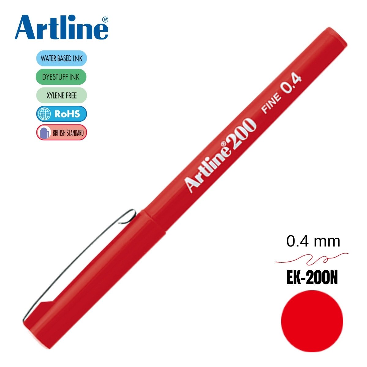 Artline 200 Fine Keçe Uçlu Yazı Kalemi 0.4mm Kırmızı